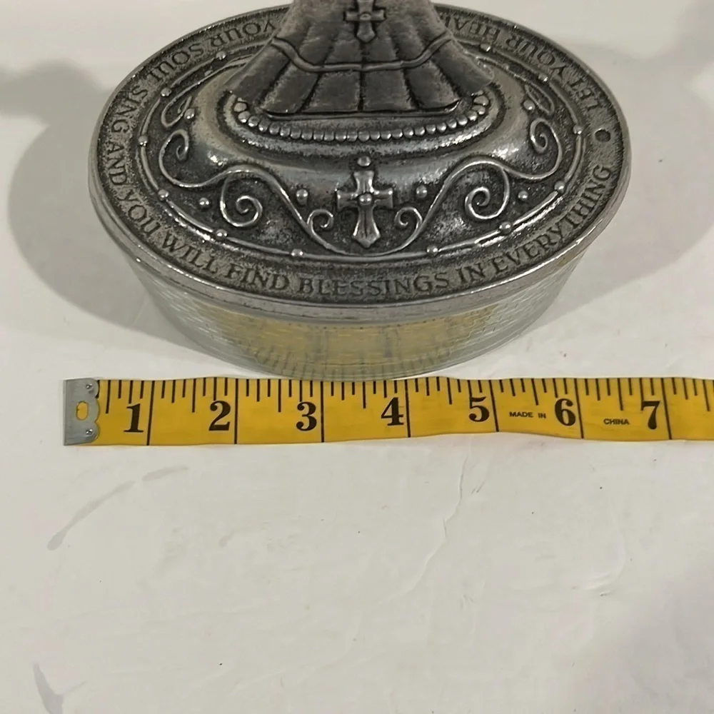 Silver Medal Glass Trinket Box